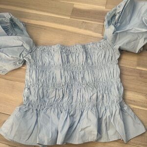 ASTR The Label Blue Smocked Women's Top